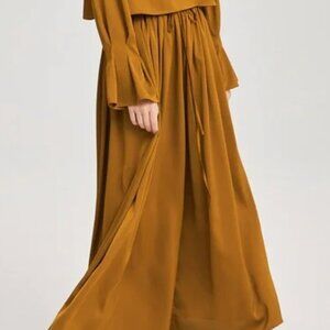 Nap Loungewear Mustard Gold Wide Leg Palazzo Satin Pants